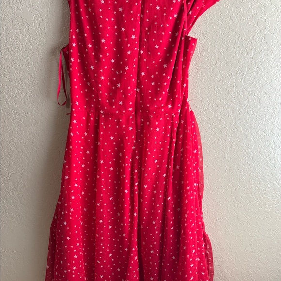 July 4 Dress Stars Print Wrap Dress ALine Waist Midi Sz 16 DressBarn Vintage - Picture 5 of 8